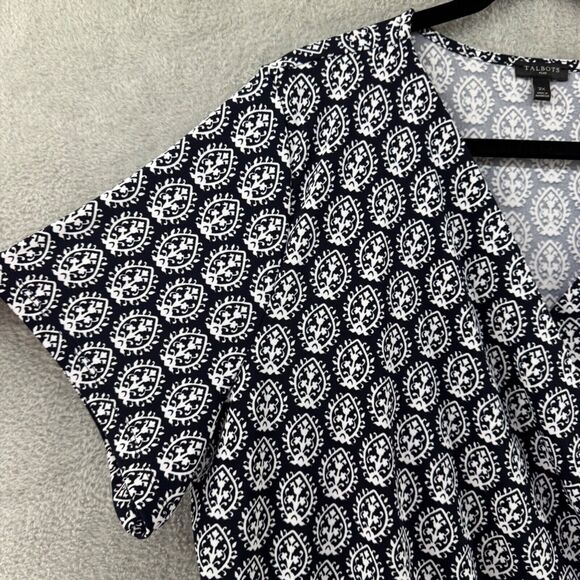 Talbots Dress Womens Plus 2X Black Jersey Stretch Midi Short‎ Sleeves Surplice - Picture 6 of 13